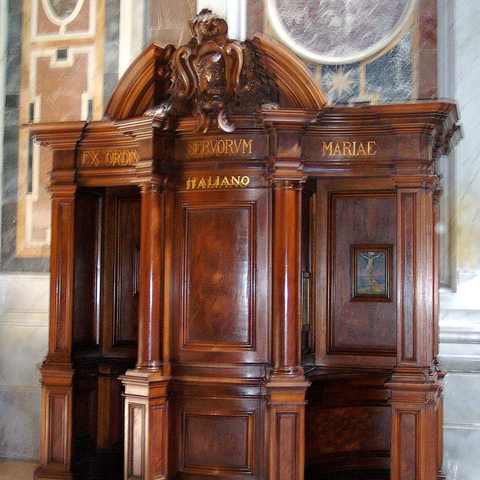 A confessional booth at Saint Peter’s Basilica.