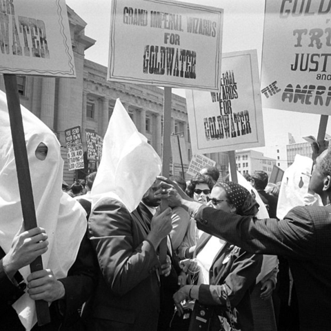 Supporters rally around Presidential hopeful Barry Goldwater.