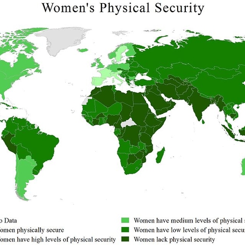 This world map measures how likely women are to experience physical violence.