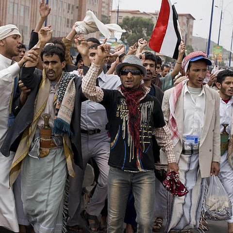 Yemeni protesters in August 2011.