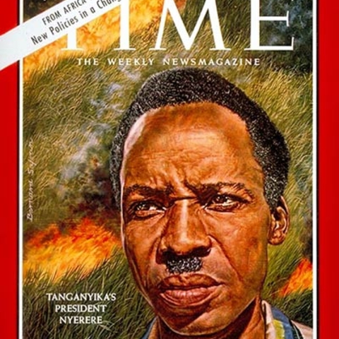 Tanzania's first president, Julius Nyerere, illustrated on the cover of Time magazine.