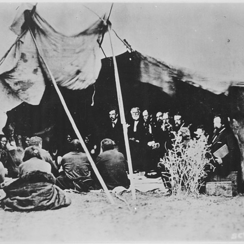 General William T. Sherman meeting with Indian Chiefs.