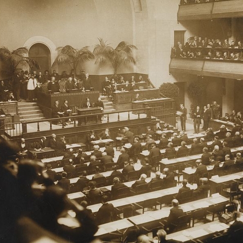 The opening session of the League of Nations.