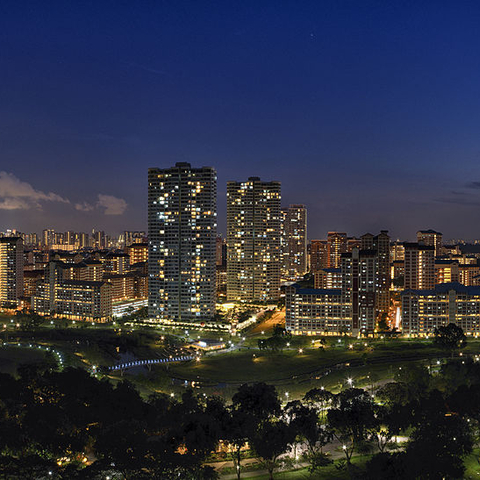 High rise condominiums near Bishan Park in Singapore.