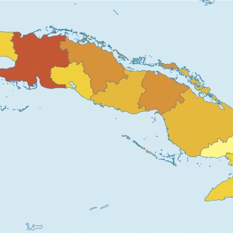 This map indicates the total number of days tourists spent in Cuba.