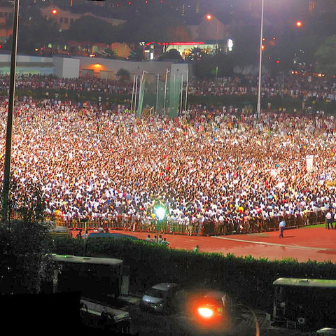 The Workers' Party holds a demonstration in Singapore's Serangoon Stadium.