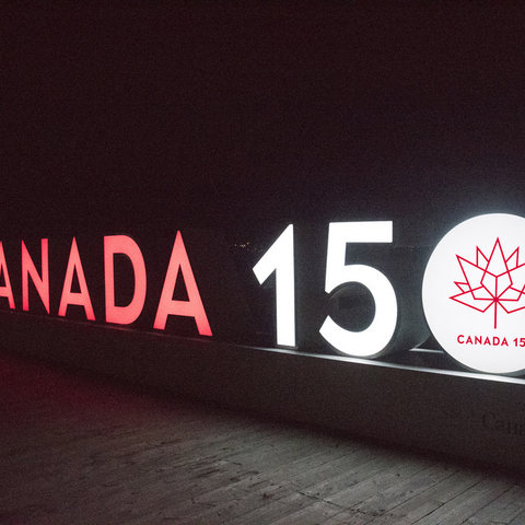 A sign in Halifax commemorating Canada’s 150th anniversary.