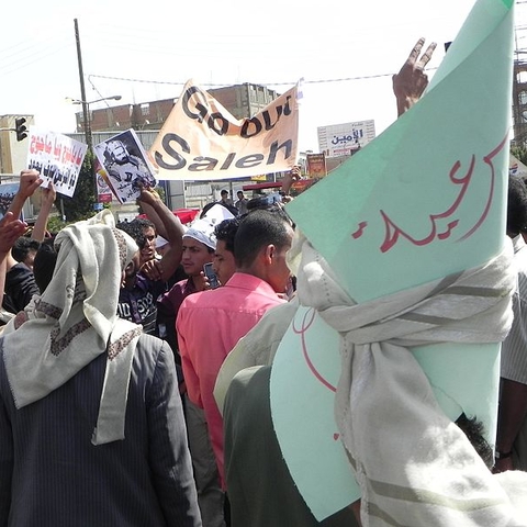 Protesters calling for President Ali Abdullah Saleh to resign in February 2011.