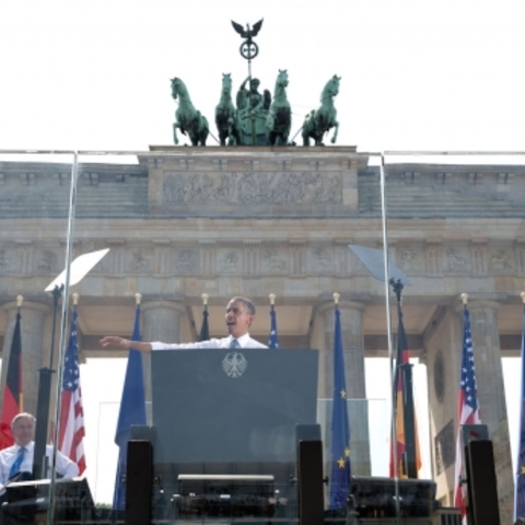 President Barrack Obama speaking to the people of Berlin.