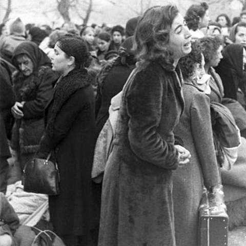 A crowd during the deportation of one of the oldest Jewish communities in Greece.