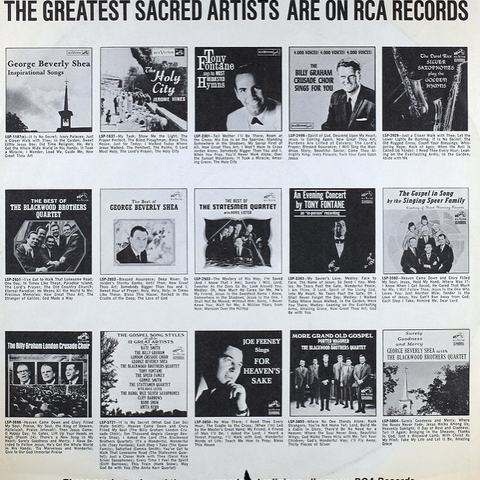 An advertisement for sacred artists on RCA records.