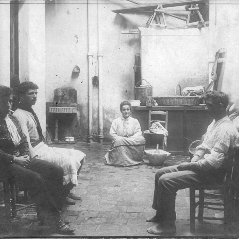 Interior patio in the home of Syrian immigrants.