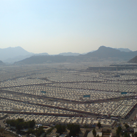 Thousands of air conditioned tents provide housing for pilgrims.
