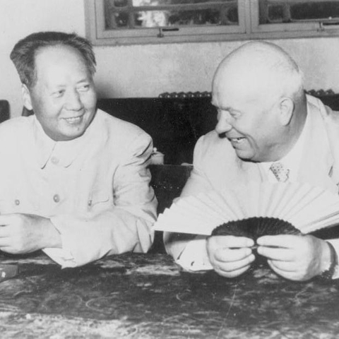 Soviet Premier Nikita Khrushchev and Chinese leader Mao Zedong.