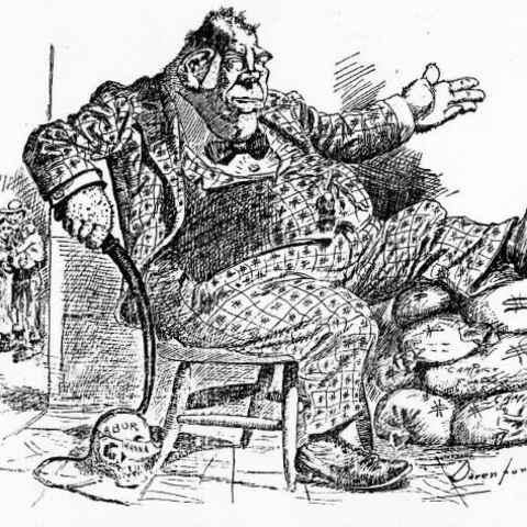 Mark Hanna depicted in an 1896 political cartoon.