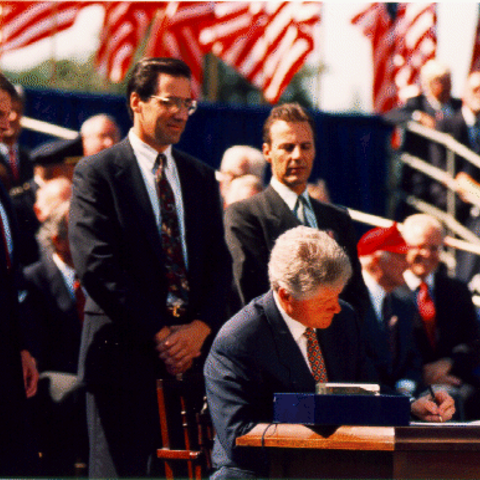 President Bill Clinton signing NAFTA.
