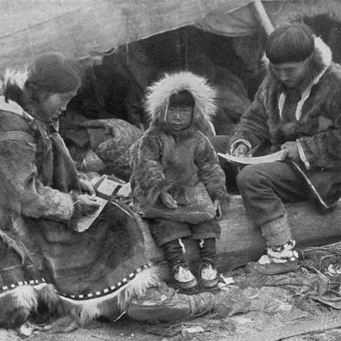 An Inuit family in 1917.