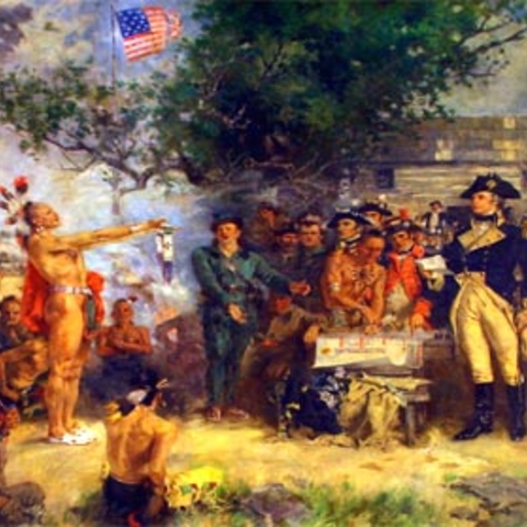 Depiction of the signing of the Treaty of Greenville in 1795.