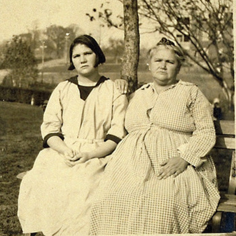 Carrie Buck and her mother Emma Buck at the Virginia Colony for Epileptics and Feebleminded in 1924.