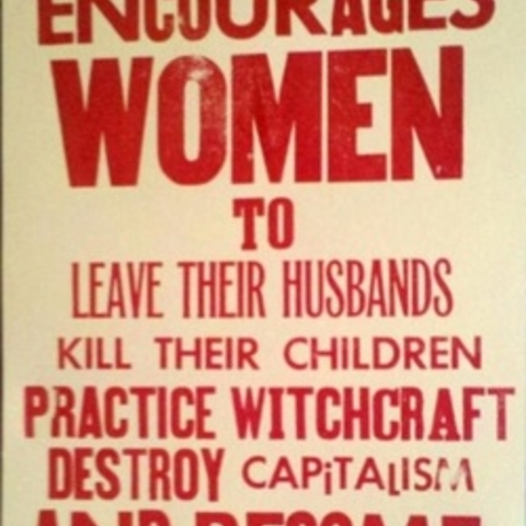 A poster mocking evangelist Pat Robertson's quatation.