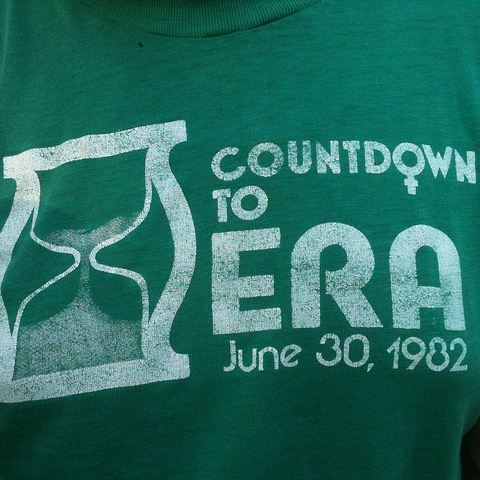 A t-shirt worn by a supporter of the Equal Rights Amendment in the 1980s.
