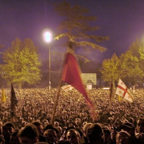 Demonstrators in Tbilisi, Georgia during the Rose Revolution.