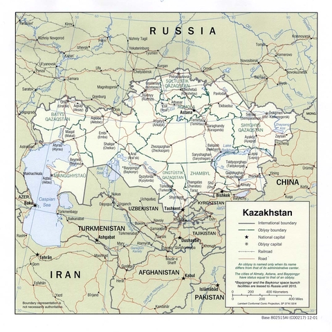 Politcal Map of Kazakhstan  