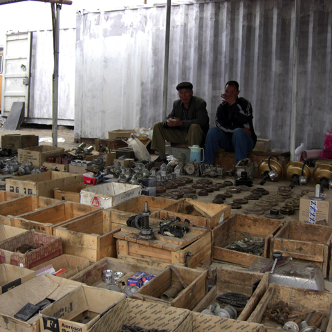 Small businessmen in Tolkuchka, Turkmenistan, 2008  