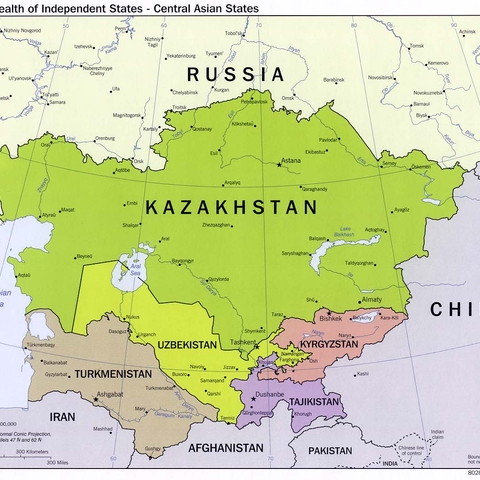 Political Map of Central Asia  