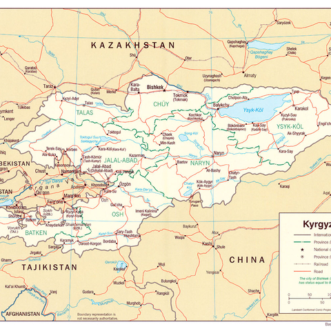 Politcal Map of Kyrgyzstan  