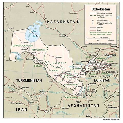 Politlcal map of Uzbekistan  