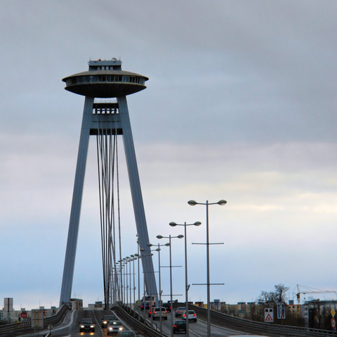 Novy Most (New Bridge) over the Danube River in Bratislava, Slovakia  