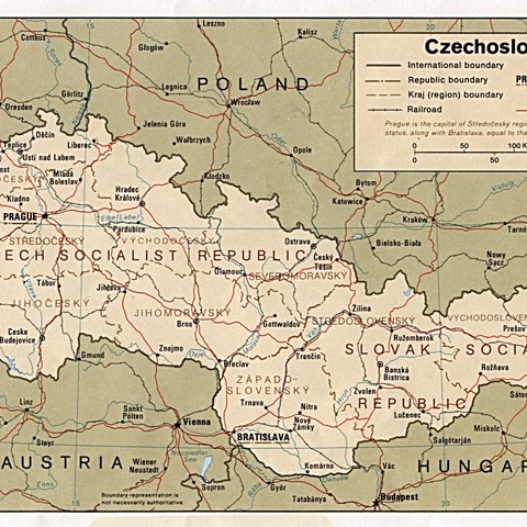 Political Map of Czechoslavkia, 1985  