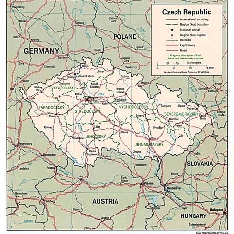 Political Map of the Czech Republic, 1994  