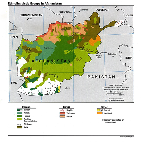 Ethnic and Linguistic Groups in Afghanistan, 1997  
