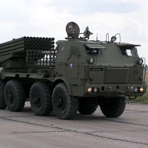 Armored Czech Tatra 813 Truck/rocket launcher, bought and used by the Georgians