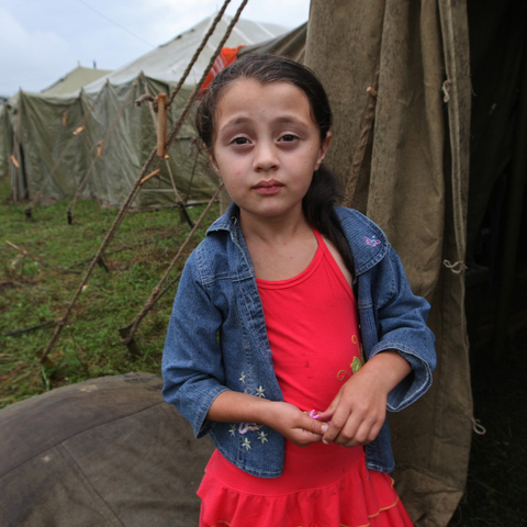 A young refuggee from Tskhinvali in a refugee camp in Alagir