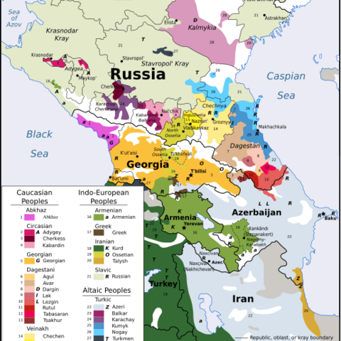 A Map showing the geography of ethnicity in the Caucasus in 1995