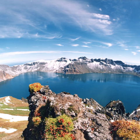 A crater lake at Chun Jee at Paektu in northwest North Korea