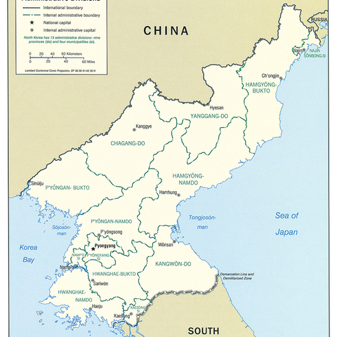 Political Administrative Map of North Korea