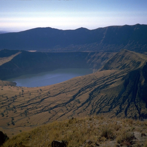 Inner and outer crater, Deriba Crater, Jebel Marra, Darfur, Sudan.