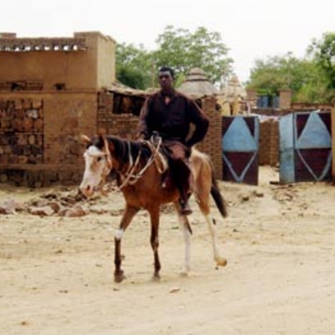 A mounted Janjawid fighter in the Sudan.
