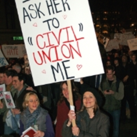 A protester in New York City after the recent passage of Proposition 8 in California, limiting the marriage rights of same-sex couples in that state. 