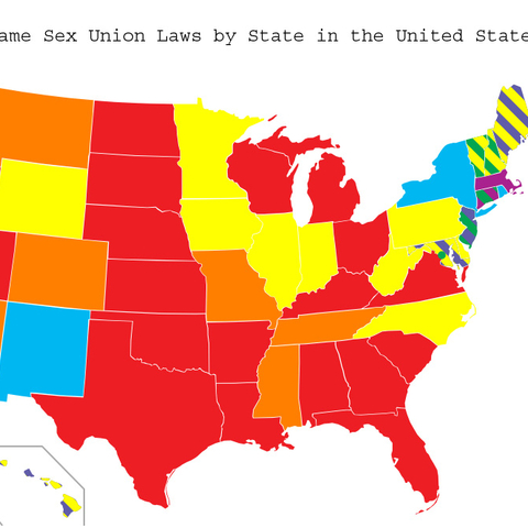 Map of the United States-State Laws About Same-Sex Unions  
