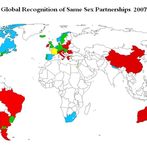 Global Recognition of Same-Sex Relationships by Country, 2007  