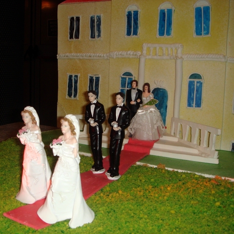 Wedding Cake and toppers, created in favor of liberalizing marriage laws in Italy, January 2008