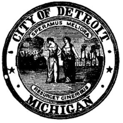 The Seal of the City of Detroit. The Latin motto means "We Hope For Better Things; It Shall Rise From the Ashes"