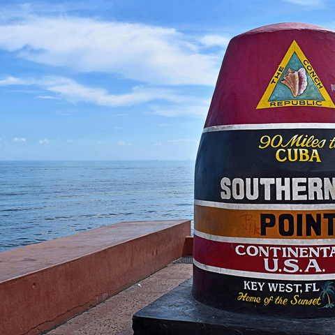 Marker: "90 Miles to Cuba. Southernmost Point, Continental USA. Key West, FL" 
