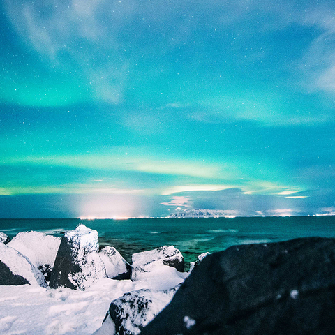 The aurora borealis over the Arctic