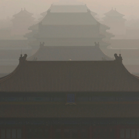 Haze obscuring image of rooftops in China